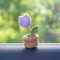 Mini Ornement de Plante en Pot Tournesol au Crochet Fait Main en Fil Décoratif pour Voiture, Console Centrale, Maison, Bureau, Cadeau