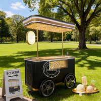 Chariot de fleurs d'extérieur Chariot de fleurs Chariot de crème glacée Vitrine Gelato Chariot de crème glacée Chariot de nourriture mobile