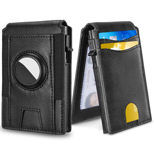 Flip Top AirTag <b>Wallet</b> For Men <b>Metal</b> Credit Card Holder Anti Theft Bi Fold Card Case 3 In Solid Color - Product Image 5