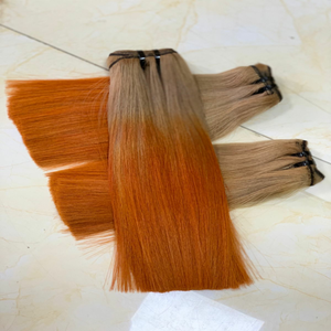 Extensiones de Cabello Humano Ombre Naranja, Cabello Remy Natural Liso, Paquetes de Tejido de Cabello, Longitud Personalizada, Precio de Fábrica, Venta al por Mayor 2025 - Product Image 3