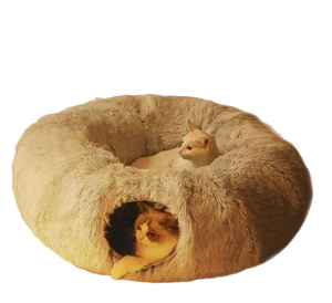 All-in-One Donut Bed for <strong>Hamsters</strong>/Cats/Dogs - Plush Warm Tunnel with <strong>Hanging</strong> Toys, Washable Indoor Pet House - Product Image 6