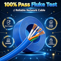 Cable de Red Cat5e Personalizado, Fabricante OEM/ODM, 24AWG UTP/FTP, Cable LAN Azul a Granel, Marca Propia, Multimodo, Revestimiento HDPE/PE/PVC/LSZH
