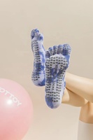 Chaussettes de yoga à cinq doigts antidérapantes tie-dye pour femmes, chaussettes de sport professionnelles en coton pour Pilates - Édition été Fabriqué en Chine