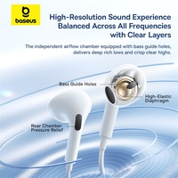 Earphone Baseus HZ19 3.5mm Half In-Ear 1.1m Headphone Berkabel Kontrol Sport untuk Smartphone