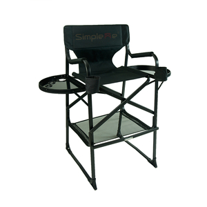 Chaise de réalisateur pliable en aluminium haute avec deux plateaux - Product Image 4
