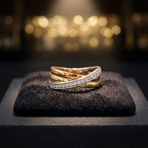 Anillo de Diamantes de Oro Sólido de 18K de Lujo, Corte Brillante Redondo, Engaste Pavé, Certificado GIA, Anillo de Bodas Unisex - Product Image 1