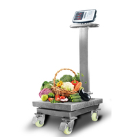 Balance de plateforme industrielle de 1 tonne, capacité de 1000 kg, balance de sol numérique avec roues et indicateur de haute précision