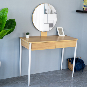 Coiffeuse classique pour filles avec des motifs simples Station de maquillage en bois Tabouret de table et tiroirs à miroir pour meubles de maison de chambre à coucher - Product Image 2
