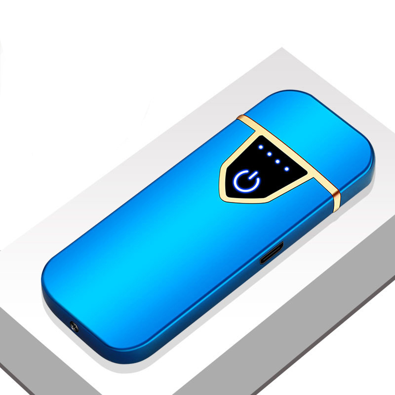 Оптовая продажа USB перезаряжаемая ветрозащитная беспламенная Зажигалка ультра тонкая Зажигалка светодиодный дисплей логотип прикуриватель