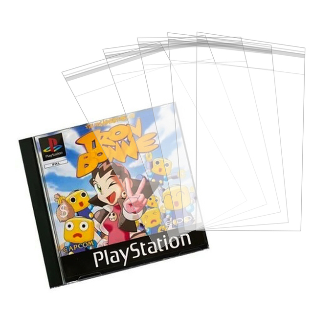 PS1 Self-Adhesive Resealable Game CD Disc Jewel Case Box Storage Sleeve OPP Plastic Protective Bag for PlayStation 1 Dreamcast