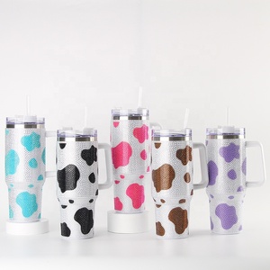 Giáng Sinh 40 Oz 40 Oz Thép Không Gỉ Cách Điện Kim Cương Bling Rhinestone Cốc Cốc Với Xử Lý Rơm Nắp Long Lanh Nước Bò - Product Image 2