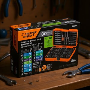 Set di Inserti per Cacciavite Truper Expert, 80 Pezzi in Acciaio S2, Punte Magnetiche, Valigetta Portautensili 102391 - Product Image 2