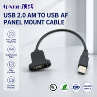 Kabel Ekstensi USB 2.0 Kustom Tipe A Male ke Female Panel Mount dengan Pengunci Sekrup untuk Peralatan Kontrol Industri