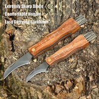 Offre Spéciale cueillette en plein air coupe manche en bois couteau pliant couteau champignon avec brosse porte-clés