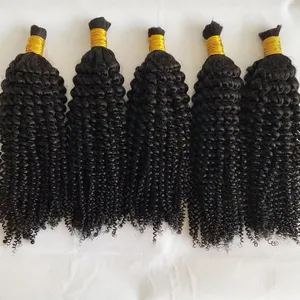 Extensions de cheveux frisés ondulés pour femmes, mèches de cheveux humains ondulés en vrac pour tressage sans trame