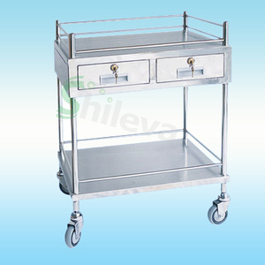 Carrito de Tratamiento de Acero Inoxidable Joyful Abundance con Doble Cajón, Carro de Suministro Médico para Uso Hospitalario - Product Image 1