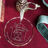 Ornements de Noël suspendus en verre rond transparent de haute qualité K9 Crystal 80 mm, décoration de sapin de Noël