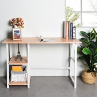 Bureaux d'ordinateur avec 2 étagères ouvertes, chêne clair, bureau de travail debout pour petit espace, usage domestique