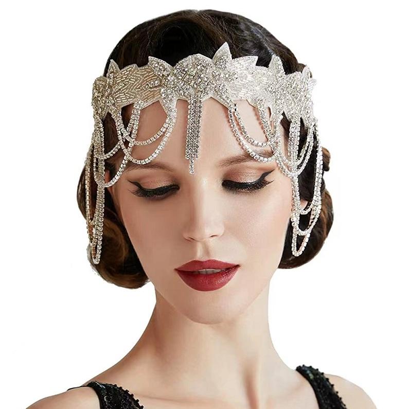 VIJIV 1920s Flapper Headpiece | Great Gatsby Crystal Rhinestone Headband For Women | Wedding Bride Accessories In Gold | Buy Now With Express International Delivery - Foto 3