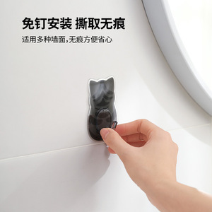 FaSoLa Cat Print <b>Hooks</b> 4 Pieces <b>Self</b> <b>Adhesive</b> <b>Wall</b> Mount Novelty <b>Hooks</b> - Product Image 4