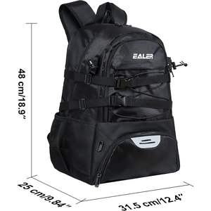 กระเป๋าเป้สะพายหลัง Ealer Lacrosse ขนาดใหญ่ สีดำ ทำจากโพลีเอสเตอร์ พร้อมช่องเก็บหมวกกันน็อคและลูกบอล สำหรับกีฬาฮอกกี้และฟุตบอล - Product Image 2