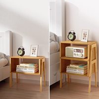 Tables d'appoint empilables en bambou, table de chevet en bois pour salon, table de chevet pour rangement de chambre à coucher, lot de 2