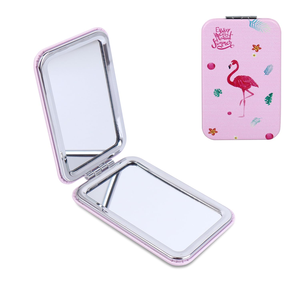 Square Design Foldable PU Leather Cosmetic <b>Compact</b> Pocket <b>Mirror</b> - Product Image 1