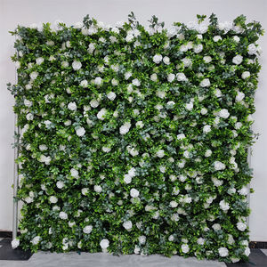 Decoración de Boda Personalizada, Panel de Pared de Flores Artificiales de Seda, Telón de Fondo Enrollable 5D con Plantas Verdes - Product Image 1
