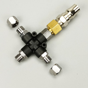 Pneumatic 3 Way Cross Connector 1/2 In Male <b>Thread</b> With Plug For Air Compressor <b>Tools</b> - Product Image 2