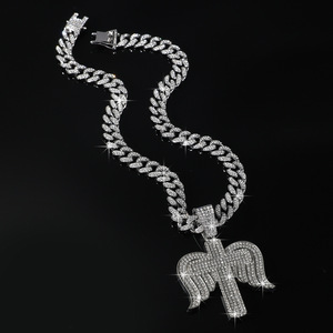 2026 Hot Selling Hiphop Retro Style Alloy <b>Cross</b> Wings Pendant Necklace Personalized Men's Necklaces Wholesale Jewelry Trendy - Product Image 3