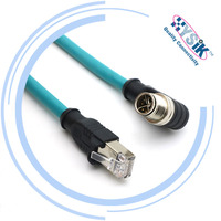 X-kode M12 ke RJ45 kabel 8P8C CAT6A Ethernet 2*4 * 26AWG 8 Pin kabel konektor rakitan untuk industri