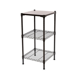 Table d'appoint carrée DIY à 3 niveaux avec étagères en fil métallique et plateau en MDF, meuble de <span class=keywords><strong>rangement</strong></span> d'angle étroit pour petits espaces - Product Image 3