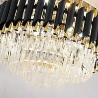 Meilleur ventilateur de plafond LED invisible sans lame luxe moderne noir or à pales rétractables avec lumière cristal K9