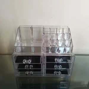 Clear 2 Pieces Set Jewelry Makeup Storage Organizer 5 Drawer Acrylic Cosmetic Organizer Cosmetic Storage Box