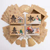 Scatola di Carta Kraft Personalizzata per Natale con Finestra Trasparente in PVC, Imballaggio in Cartone Ondulato Bianco per Dolci e Prodotti da Forno