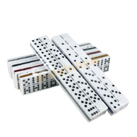 Jeu de dominos de luxe, jumbo, noir, logo gravé, jeu de dominos à points de couleur, dominos double 9 bicolores