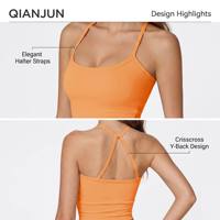 Ensemble de yoga 2 pièces personnalisé pour femme : débardeur de sport dos en Y avec coussinets amovibles et pantalon large taille haute 3/4 pour le jogging et la gym