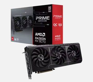 Carte graphique Radeon RX 9070 Prime 16 Go GDDR6 avec interface mémoire 256 bits, sortie DP, pour station de travail avec ventilateur de refroidissement, utilisée pour les applications de bureau - Product Image 1