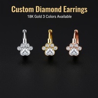 Boucles d'oreilles tendance Good Century en or massif 18 carats avec diamants de laboratoire en forme de patte de chat, clous d'oreilles mignons en forme d'animal, bijoux fins pour femme, cadeau d'anniversaire