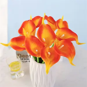 MU High Quality Decorative Real Touch White Wedding Party Home Decoration Table Center Calla Lily Pu Artificial Flowers