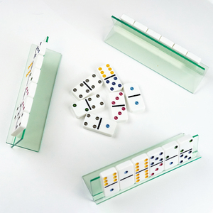 Jeux de table <span class=keywords><strong>Domino</strong></span> personnalisés, 100% acrylique. Étui en cuir PU de type <span class=keywords><strong>livre</strong></span>, logo exclusif personnalisé, jeu de dominos de 28 pièces - Product Image 3