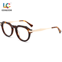 Montures optiques en acétate faites à la main avec logo personnalisé, branches métalliques, lunettes anti-lumière bleue, vente en gros pour hommes et femmes