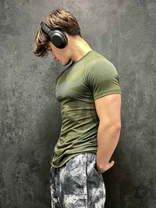 T-shirt de sport à manches courtes pour homme, texture nid d'abeille, compression, haute élasticité, séchage rapide, respirant, anti-transpiration - Product Image 2