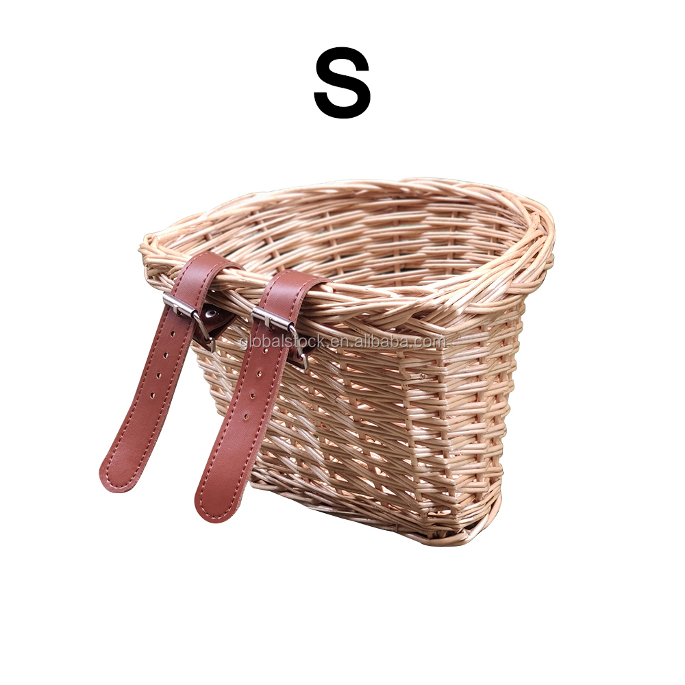 Велосипедная корзина с рулем, винтажная корзина из ротанга с принтом спереди и вышивкой на заказ