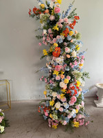 Plantes vertes H181, roses colorées, fleurs en forme de corne, toile de fond de mariage, décorations de scène, aménagement de cérémonie de demande en mariage