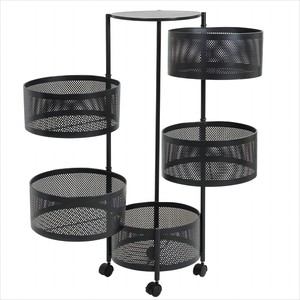 Di Chuyển Vòng Tròn Giỏ Với Bánh Xe Nhà Bếp Phòng Khách Rau Và Trái Cây Container Xoay Thực Phẩm Lưu Trữ Kệ - Product Image 1