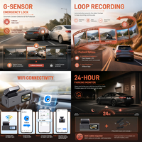Caméra embarquée Podofo 1,47'' à double objectif 4K avant/1080P arrière, écran tactile, DVR pour rétroviseur de voiture, WIFI et application, capteur G, prise en charge de la carte TF 256 Go