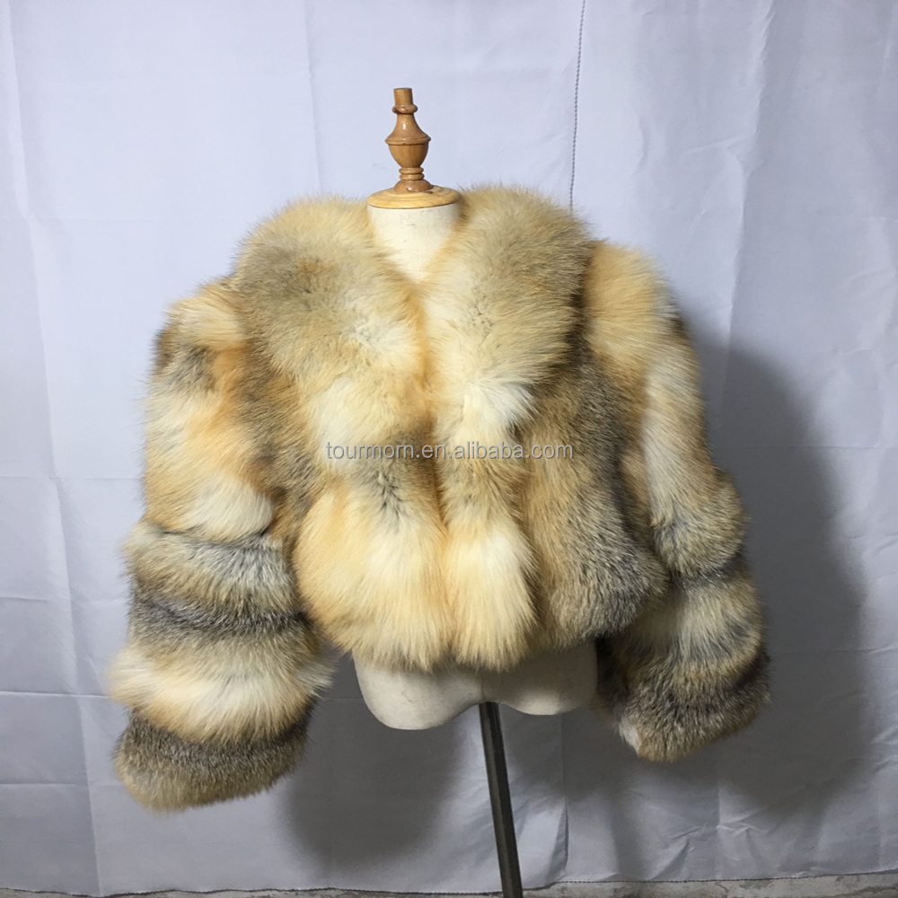 Custom Fluffy Real Fur Coats Genuine Fox Fur Luxury Coat for Women