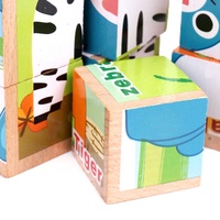 9 Buah Puzzle Kayu 6 Sisi Permainan Gambar Blok Konstruksi Bangunan DIY Mainan Jigsaw