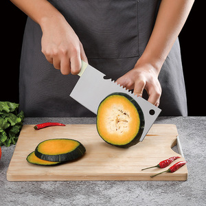 Juego de cuchillos de cocina de 4 piezas con hoja pulida y borde serrado para cortar carne, verduras, frutas y melón - Product Image 1